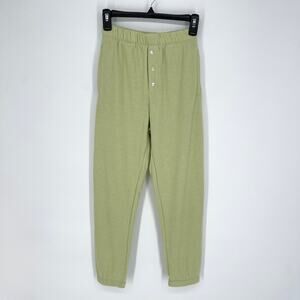 DONNI. Womens NEW Sweater Henley Sweatpant Sz XXS Lime Pockets Buttons Soft